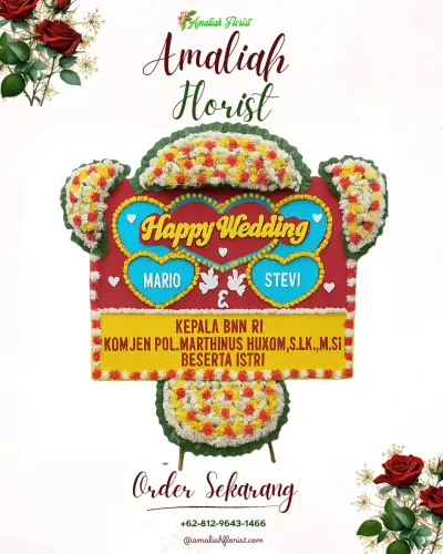 Karangan Papan Bunga Pernikahan di Kemranggon